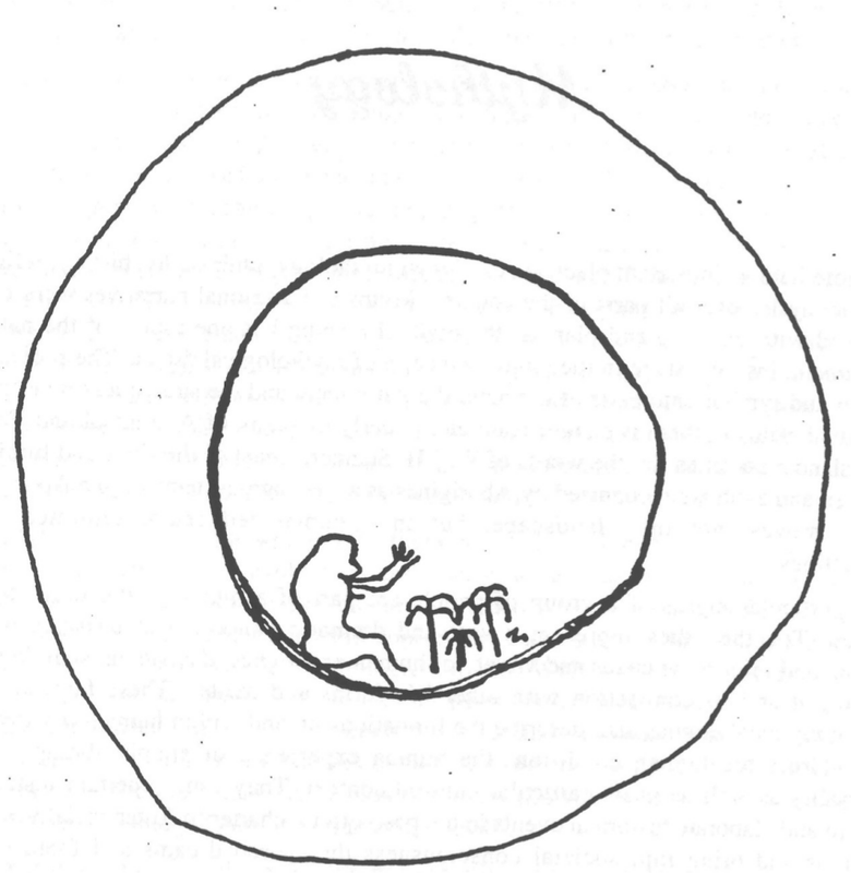 A sketch of the moon with a halo.