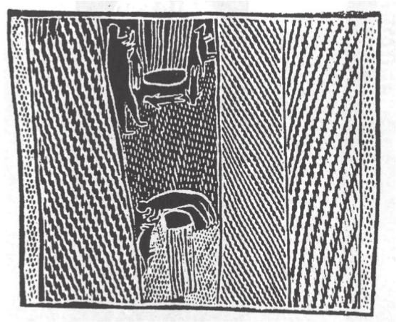 Bark painting of the Magellan Clouds.