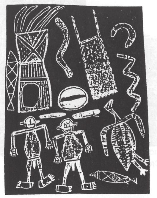 Bark painting of the Moon Man.