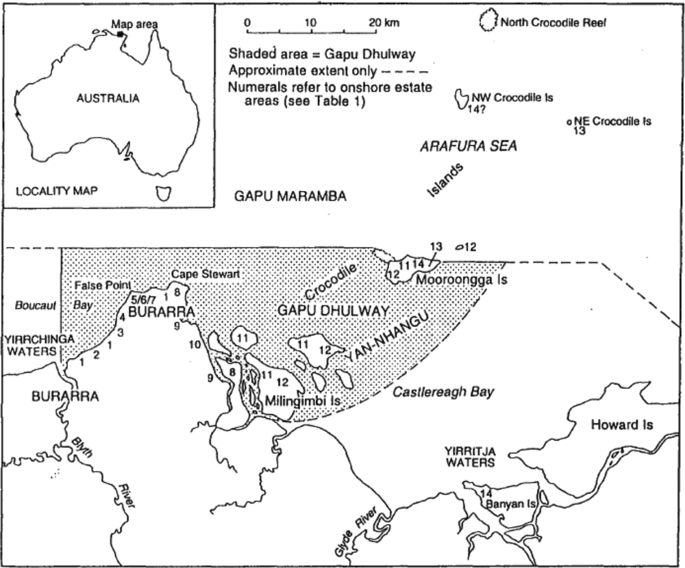 At the bottom is a map of the Blyth River. In the top left corner is a smaller map of Australia with the Blyth River area highlighted.