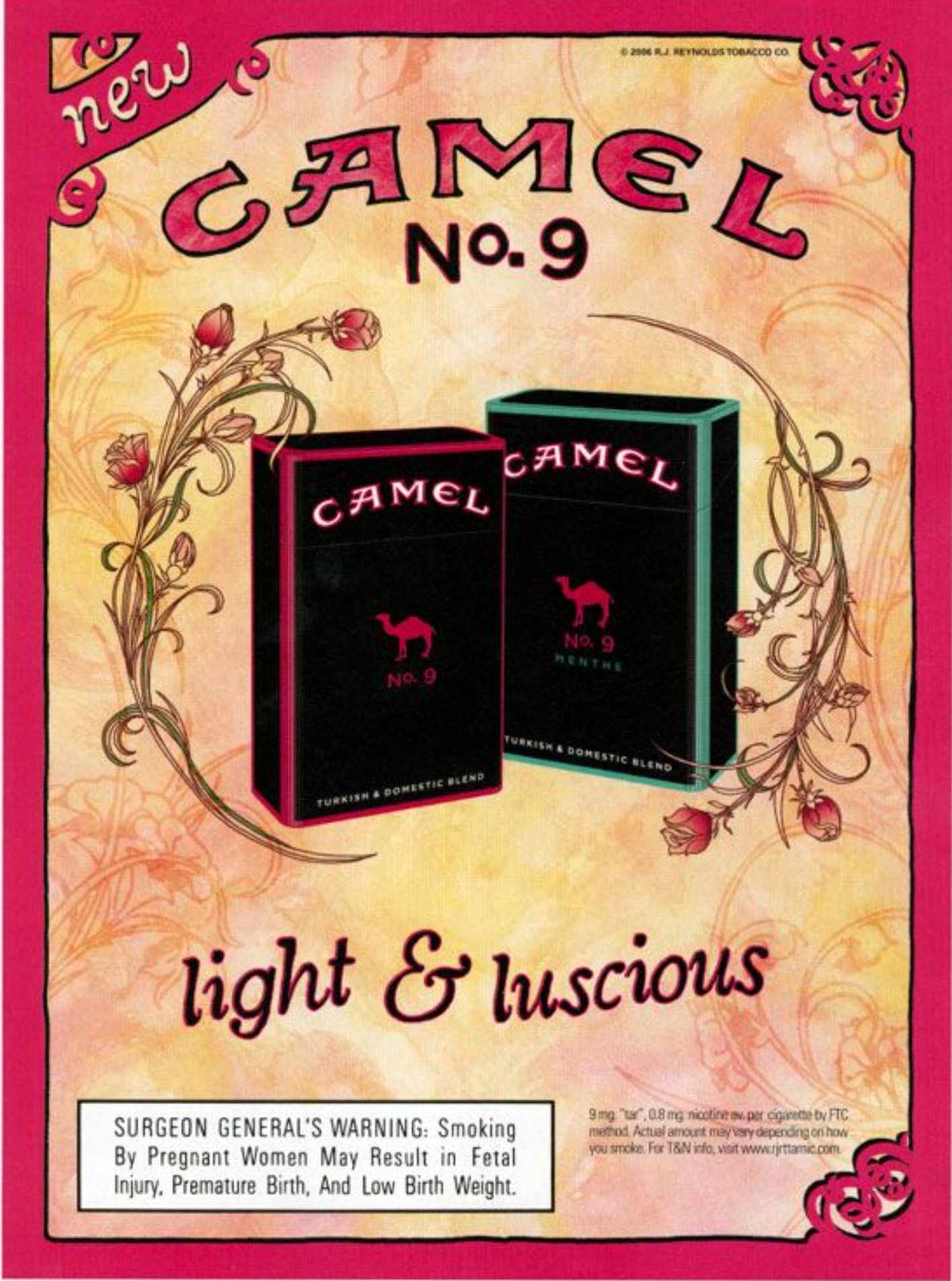 An image of a poster of Camel No 9 cigarettes.