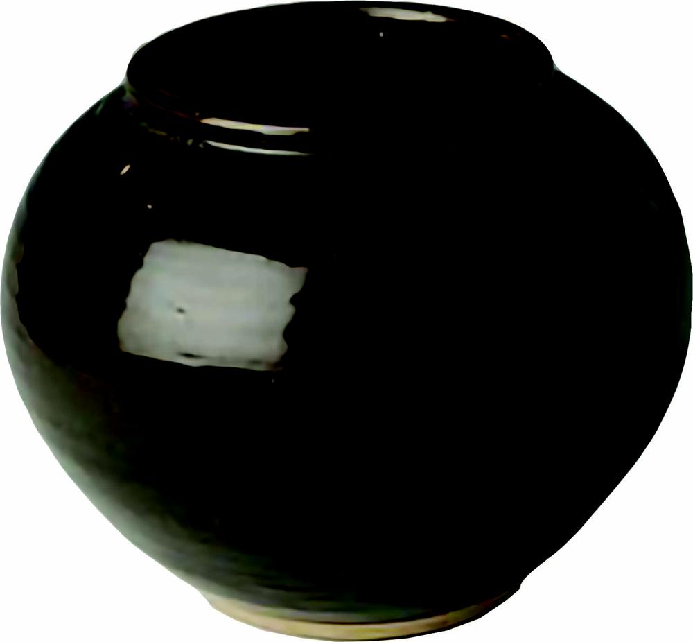 A large, glossy globular jar, isolated against a white background.