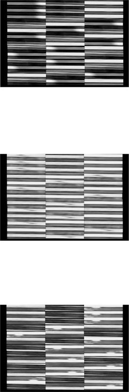 Abstract drawings of black and white shaded lines.