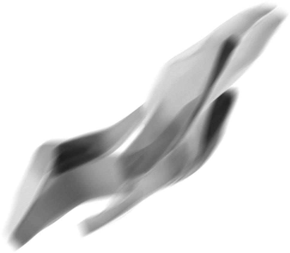 An abstract grey shape.