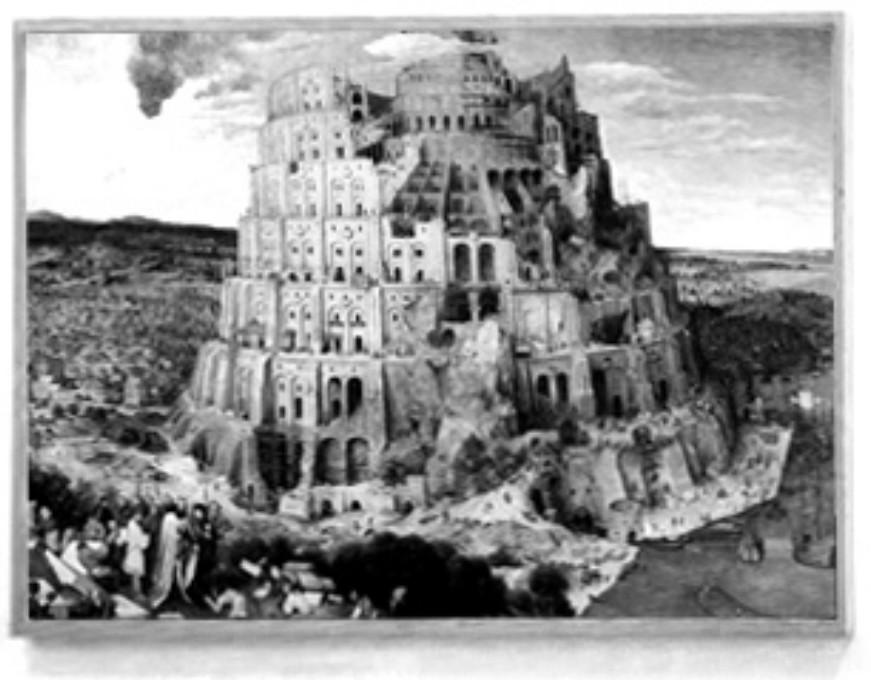 An artwork of the Tower of Babel.