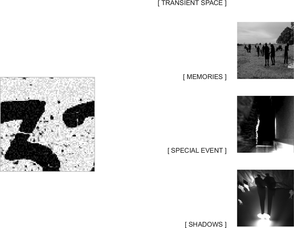 Abstract shapes and images.
