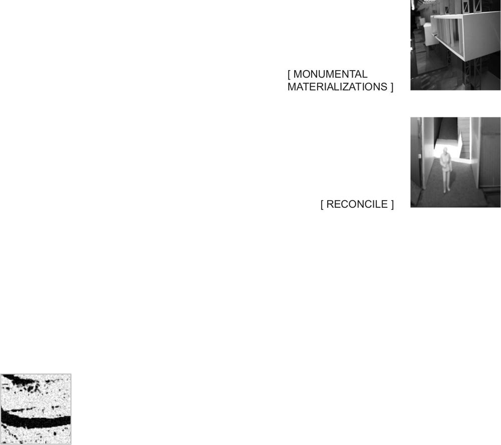 Abstract black and white images of installations.