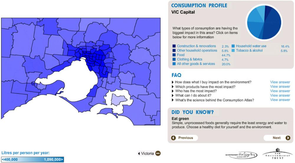 Water use map of Melbourne.