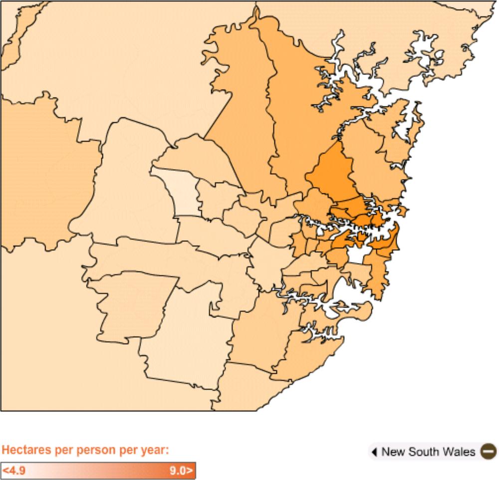 Ecological footprint map for Sydney.