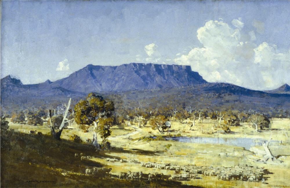 An oil canvas of the Australian outback.