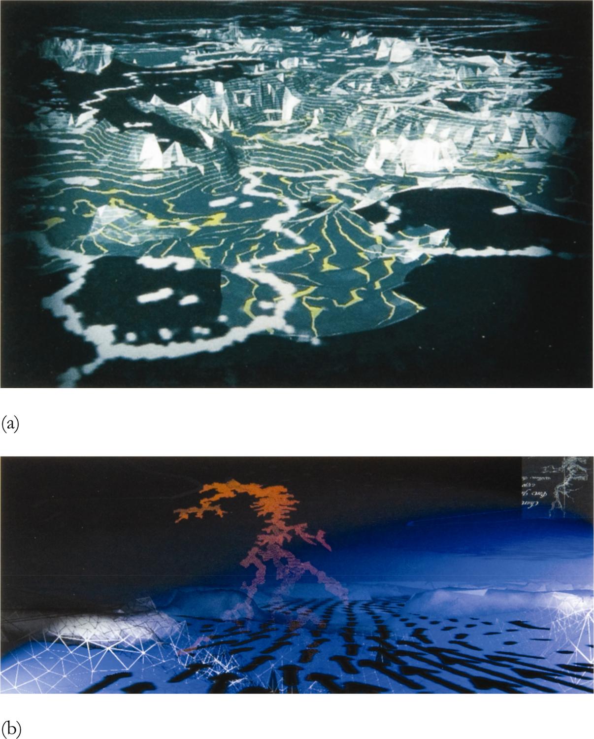 A digital installation of a landscape artwork.