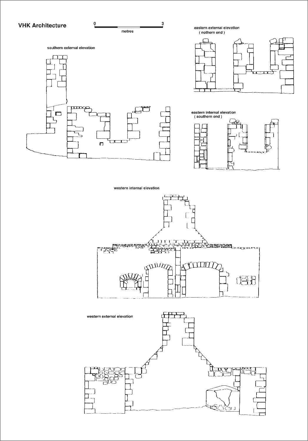 A series of illustrations showing the hospital kitchen elevations from each side.