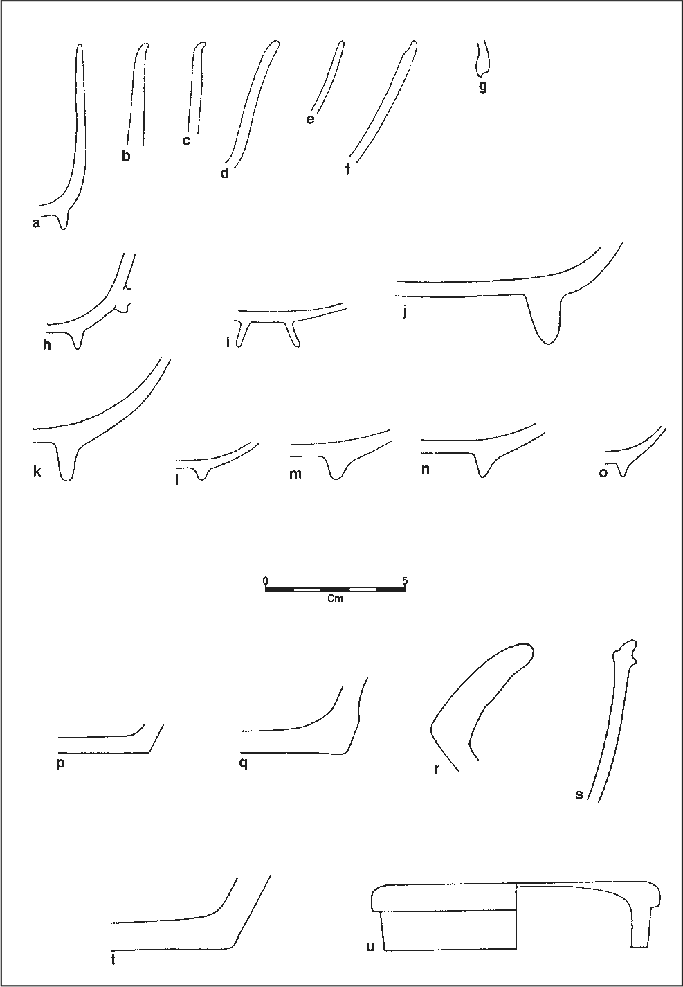 A series of individual illustrations of pottery profiles.