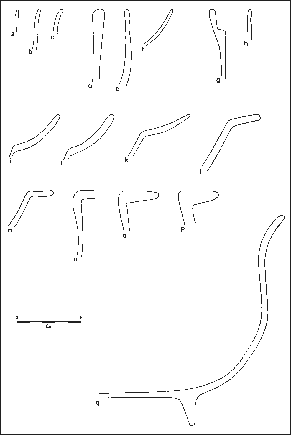 A series of individual illustrations of pottery profiles.