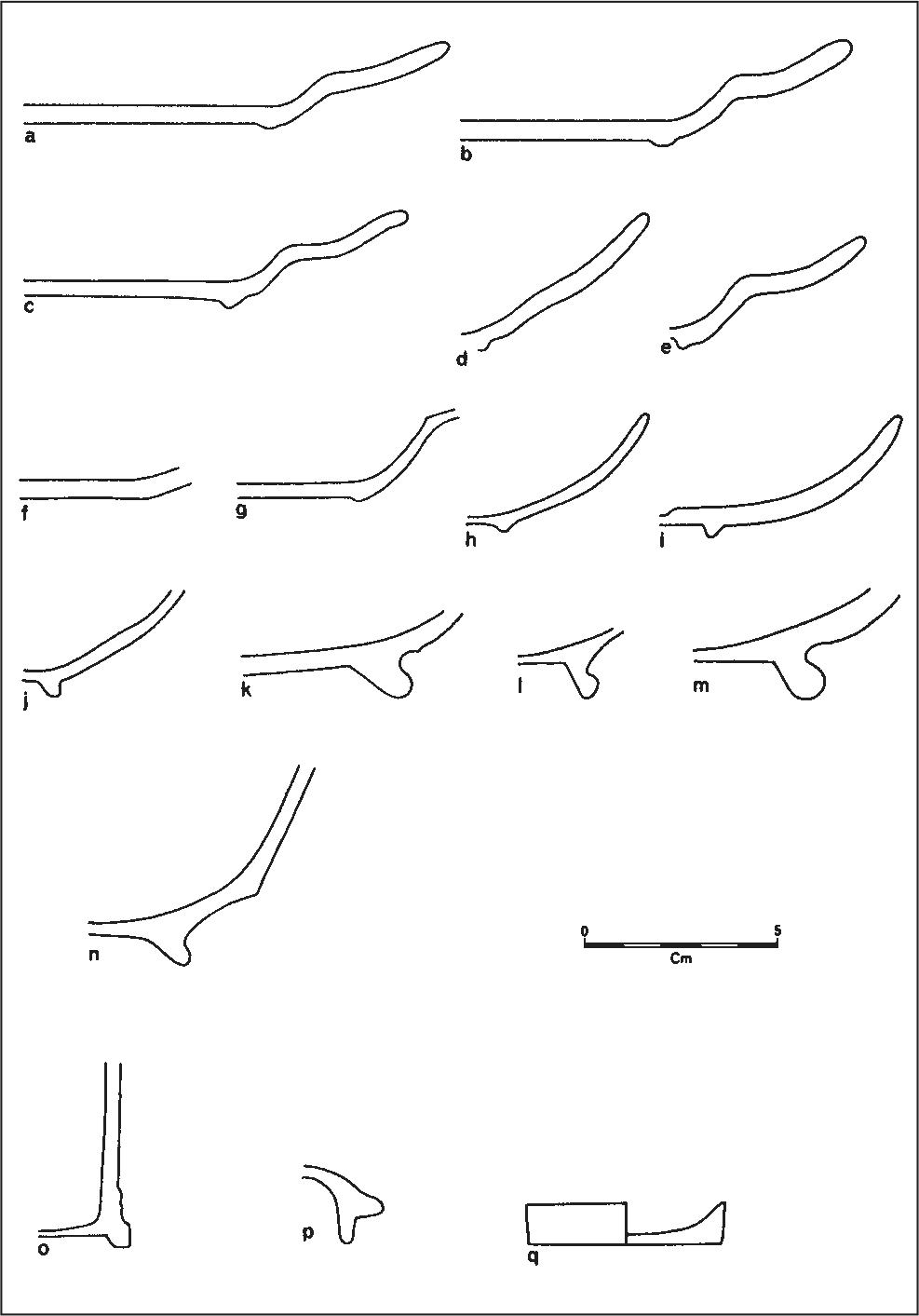 A series of individual illustrations of pottery profiles.