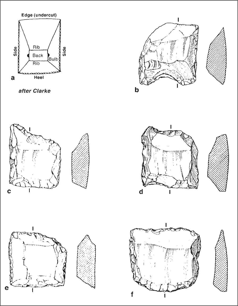 Illustrations of gunflints which have a rough square shape and jagged edges.