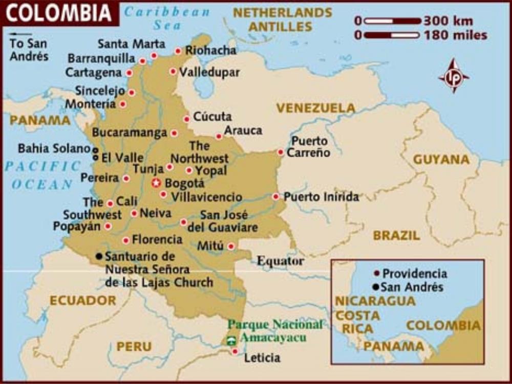 A map of Colombia.