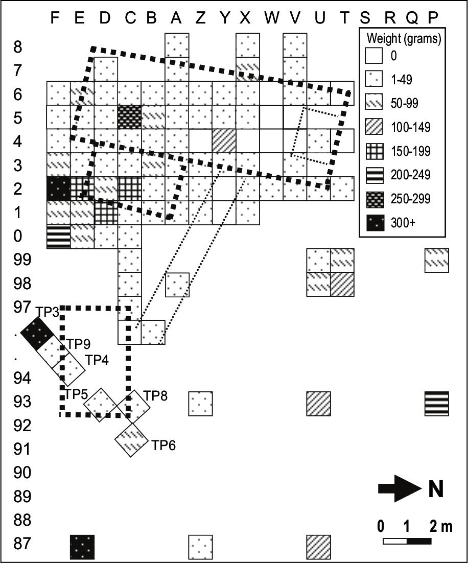 Map of distribution of ceramic vessels by weight.
