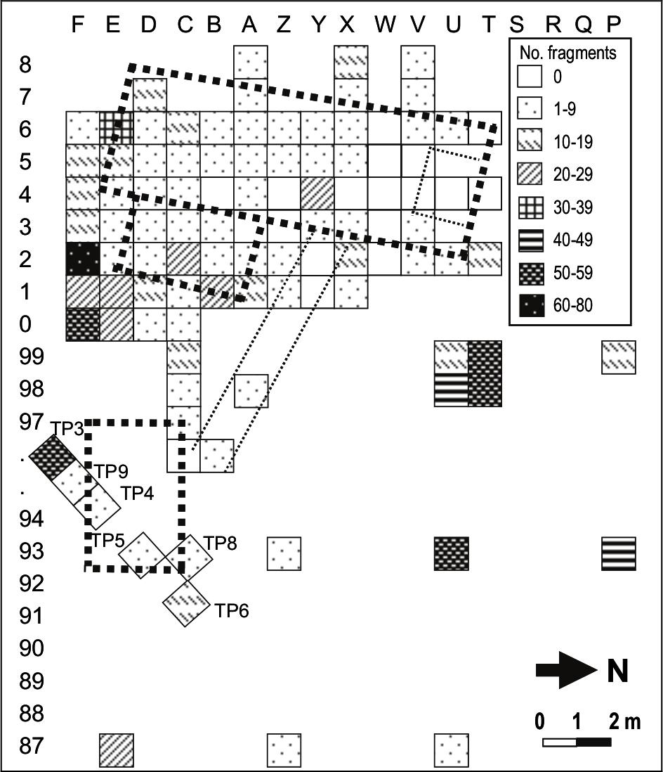 Map of distribution of ceramis fragments.