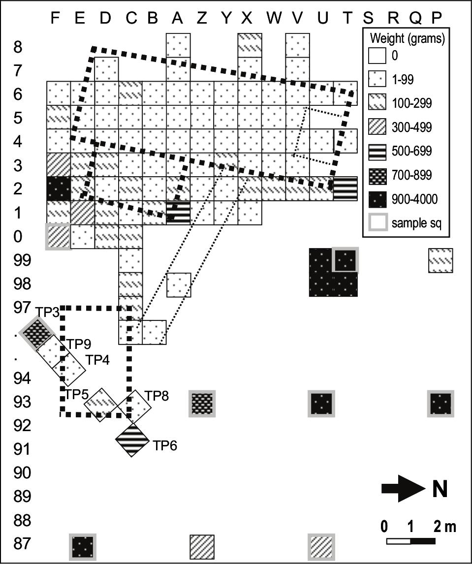 Map of distribution of animal bone.