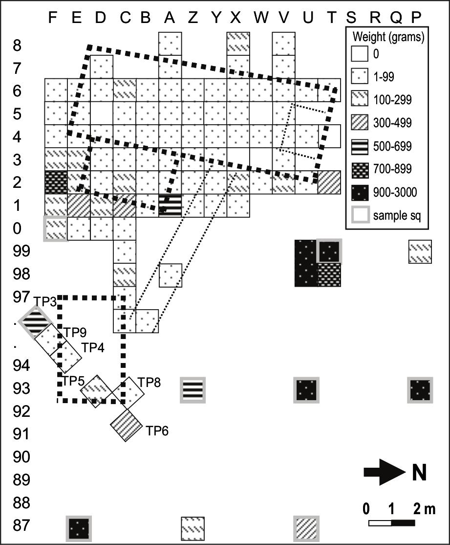 Map of distribution of mammal bone.