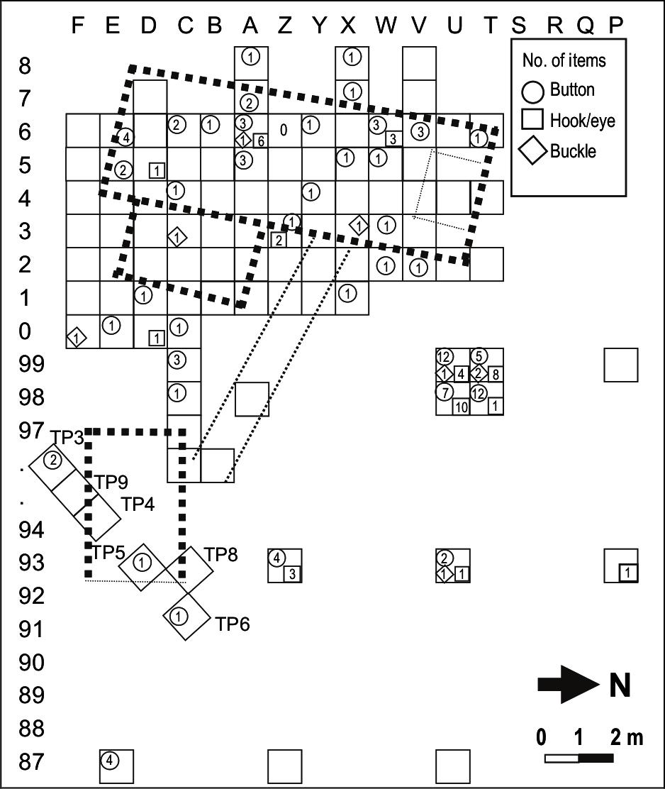 Map of distribution of clothing items.
