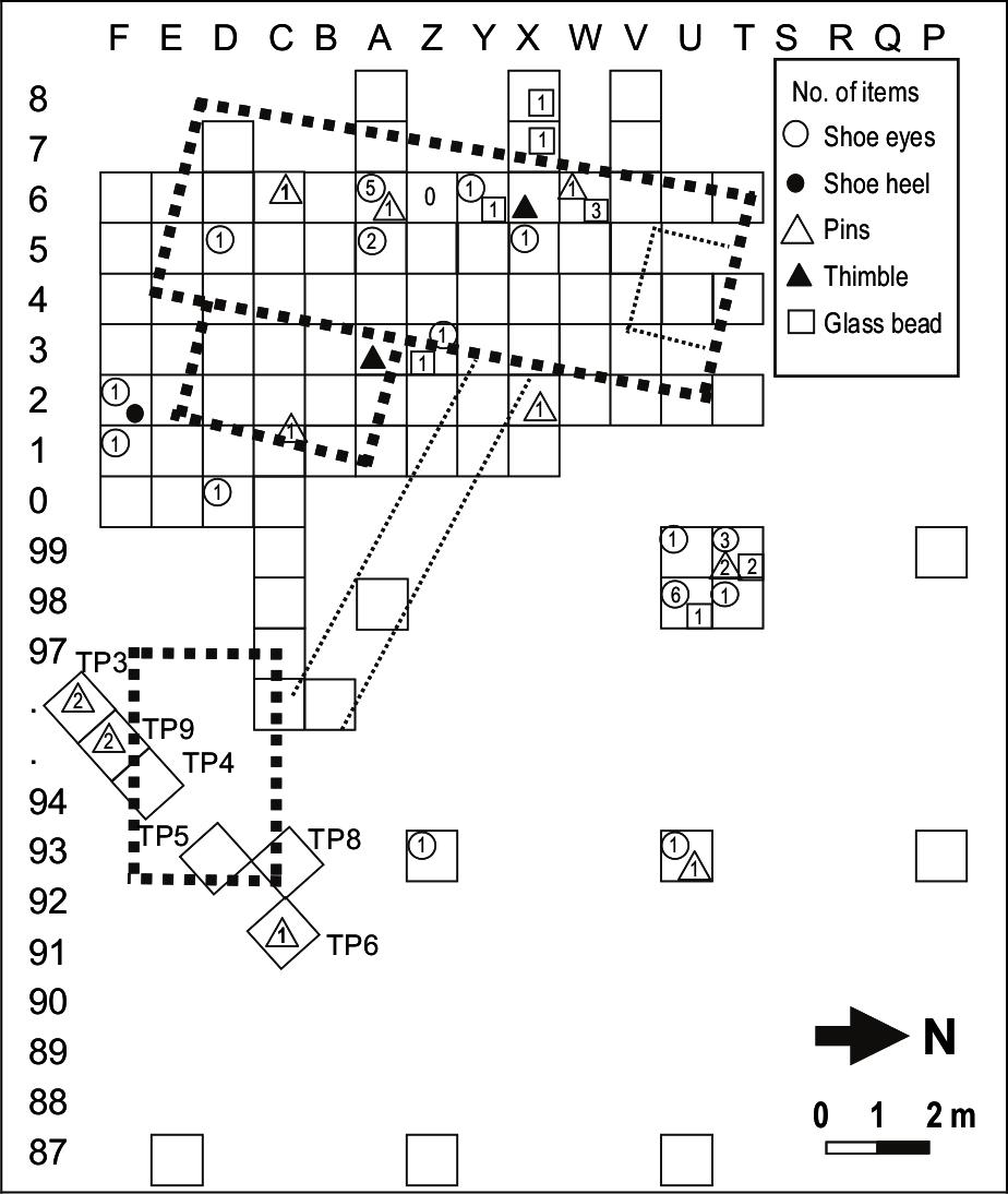 Map of distribution of clothing items.