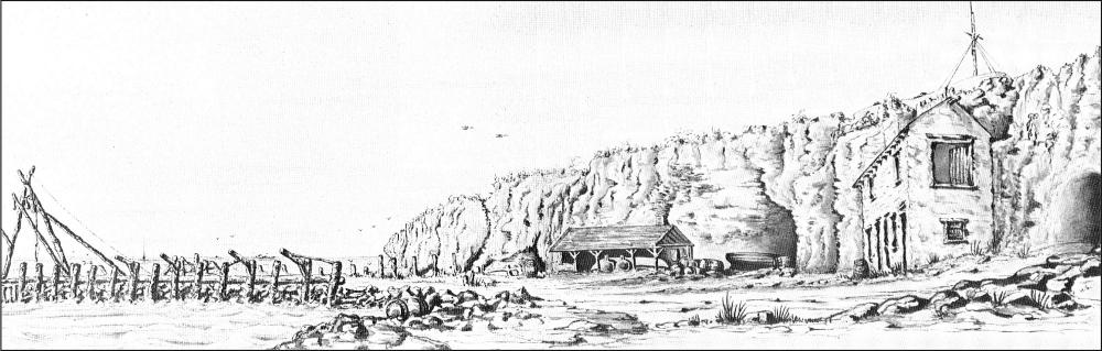 Drawing of View of the Tunnel under the Round House and Whaling Jetty at Fremantle.