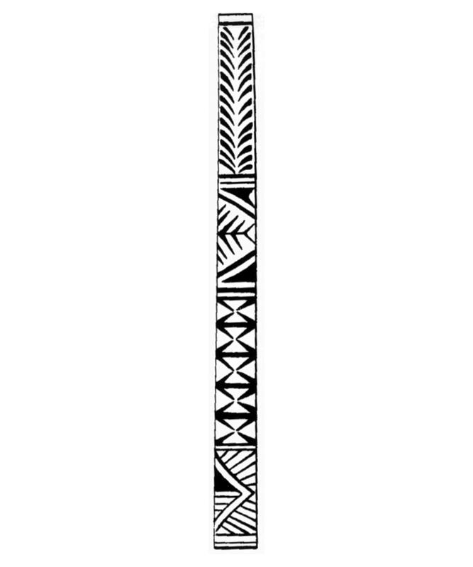 Black and white image of the decoration of a trochus armlet.