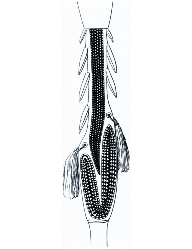 Sketch of ornamented spear.