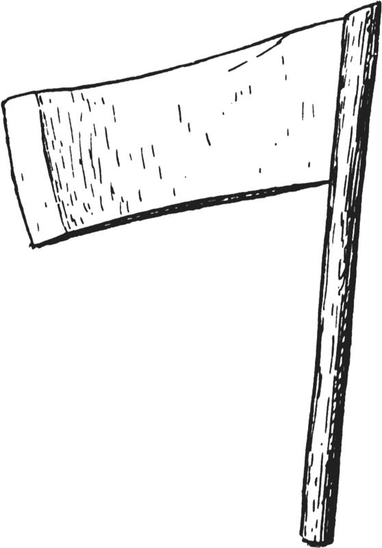 Sketch of an axeshaped spatula.