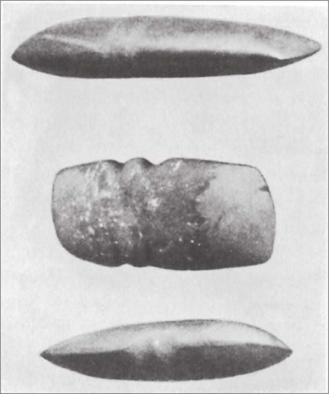 Black and white image of stone tools.