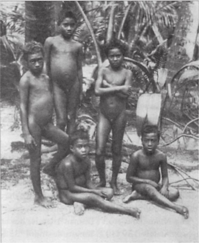 Black and white image of a group of children.