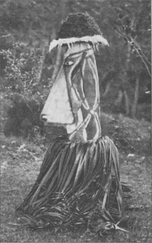 Black and white image of a kneeling mask.