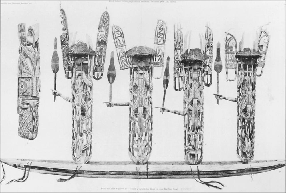 Black and white image of memorial carvings.