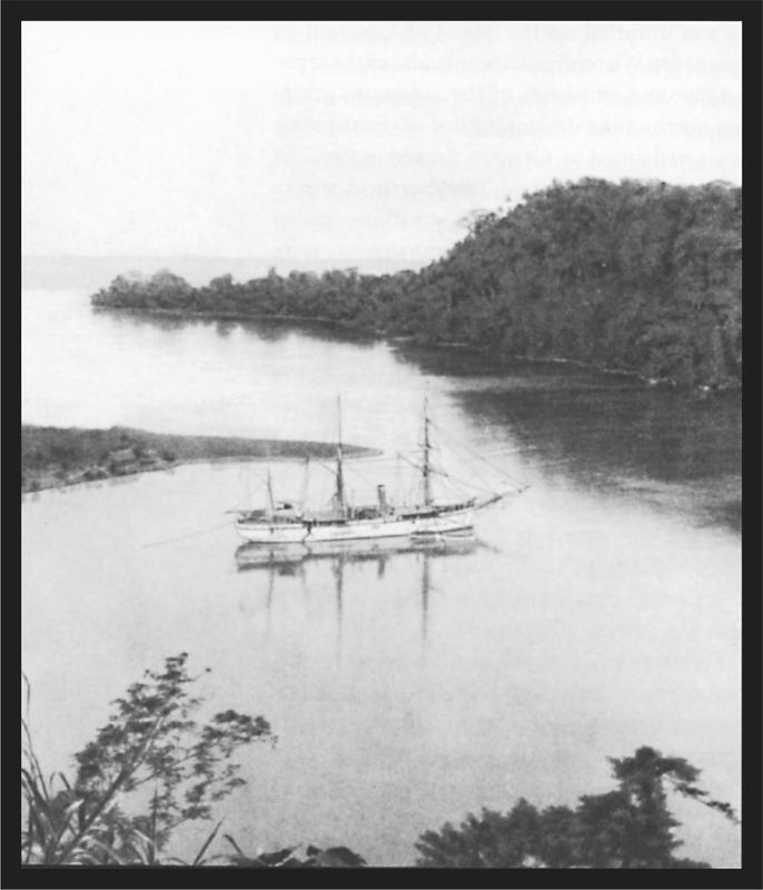 Black and white image of a sail ship on the water.