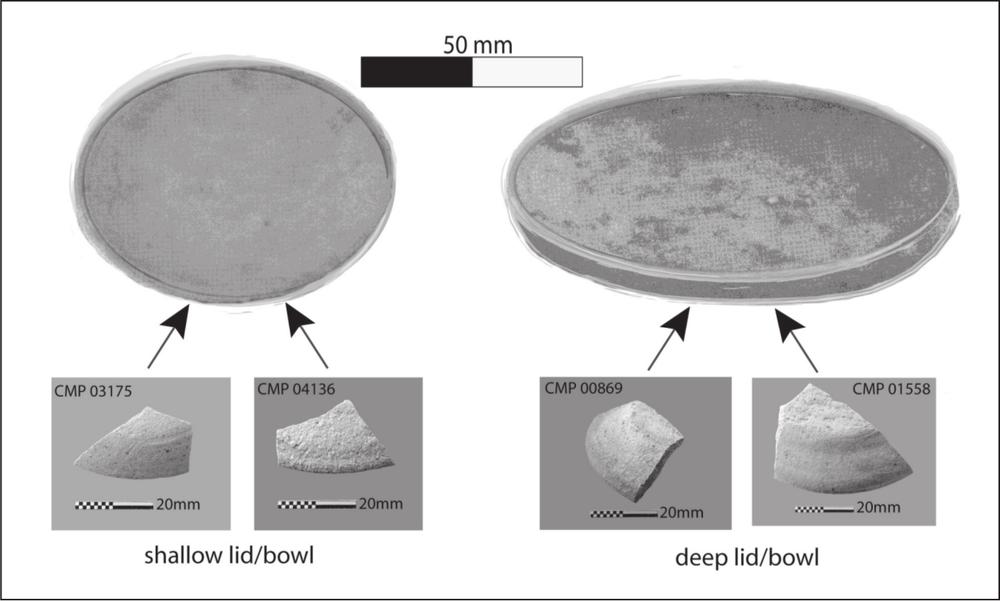 A black and white photograph of two lids, oval in shape.